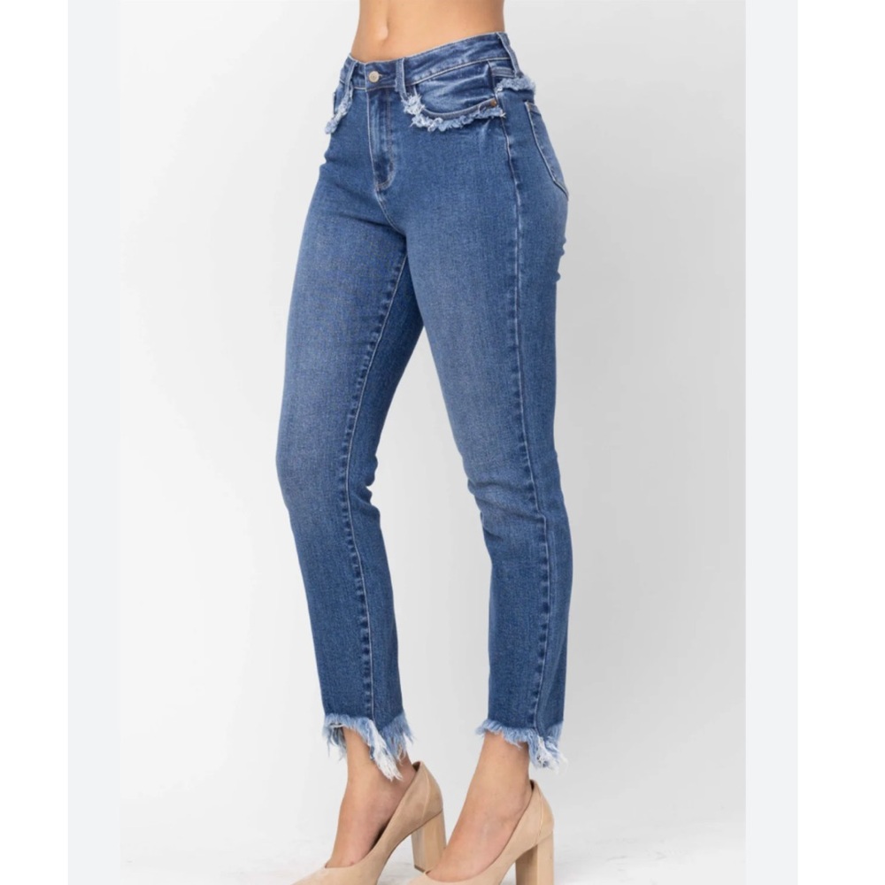 NWT Judy Blue High Waist Fringe Pocket Jeans 9 29